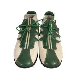 Pepe Jeans London women size 7 White Green Leather Sneakers shoes